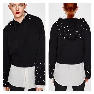 Zara black Pearl hooded sweatshirt